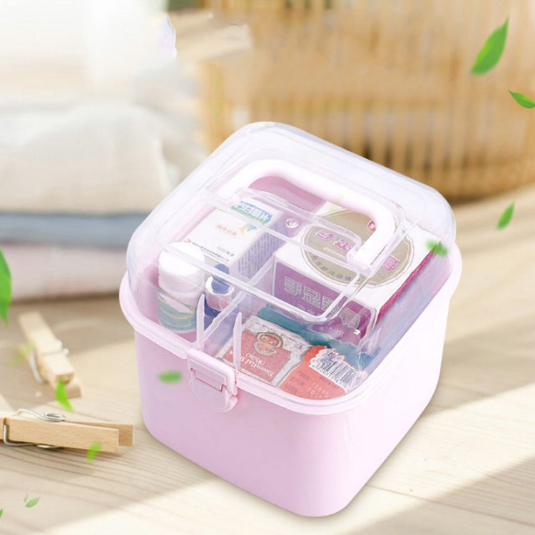 Multifunctional Transparent Plastic Cosmetic Storage Box Household Supplies Storage Pill Box(Gray)