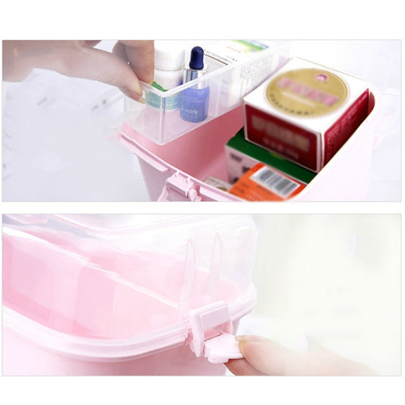 Multifunctional Transparent Plastic Cosmetic Storage Box Household Supplies Storage Pill Box(Gray)