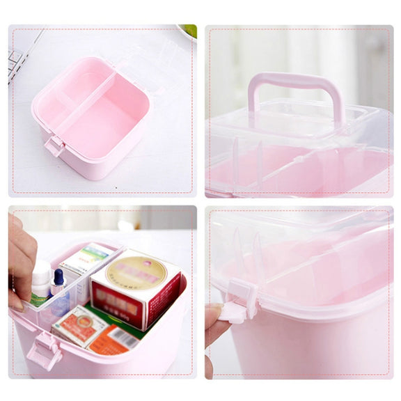 Multifunctional Transparent Plastic Cosmetic Storage Box Household Supplies Storage Pill Box(Gray)
