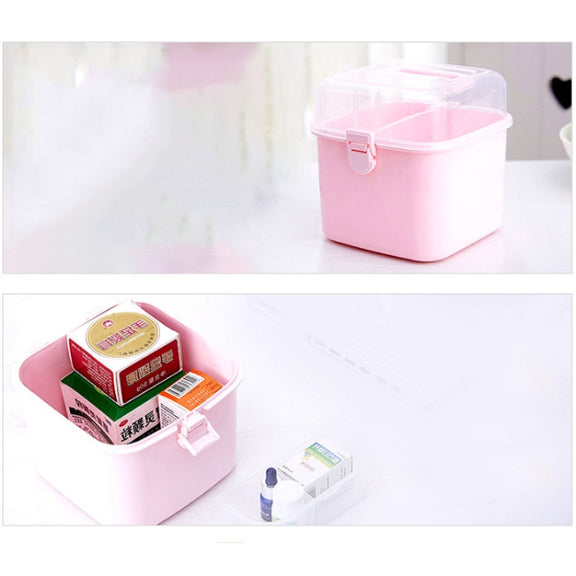 Multifunctional Transparent Plastic Cosmetic Storage Box Household Supplies Storage Pill Box(Gray)