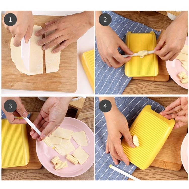 Plastic Pasta Macaroni Board Spaghetti Maker Rolling Pin Mold Kitchen Tool(Yellow)