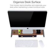 Monitor Stand Riser with Metal Feet for iMac MacBook LCD Display Printer, Lapdesk Tabletop Organizer Sturdy Platform Save Space(Dark Wood Grain)