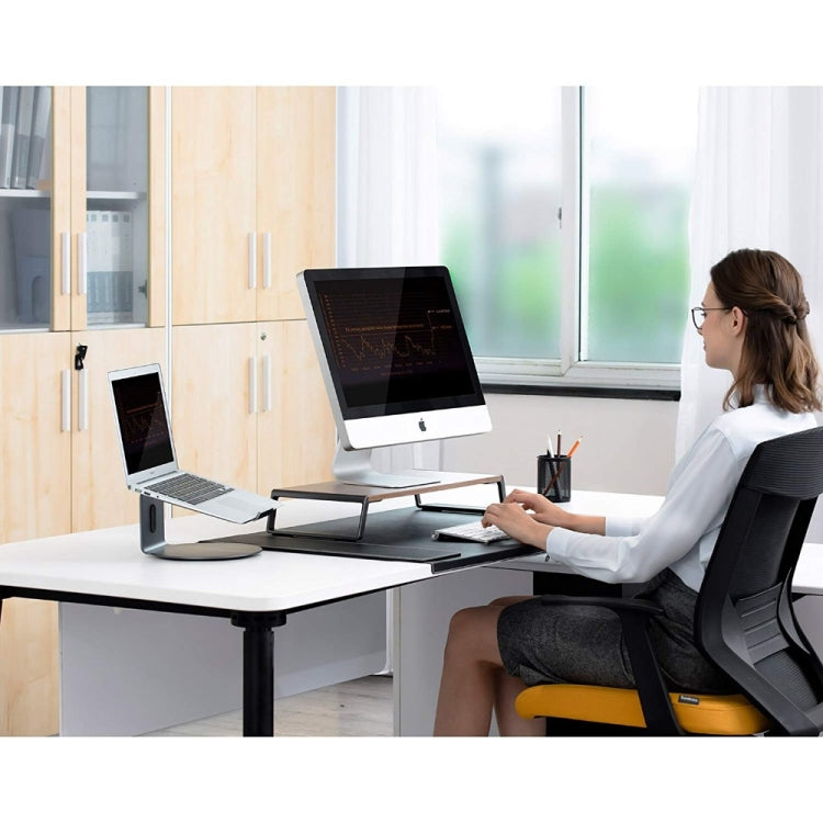 Monitor Stand Riser with Metal Feet for iMac MacBook LCD Display Printer, Lapdesk Tabletop Organizer Sturdy Platform Save Space(Dark Wood Grain)