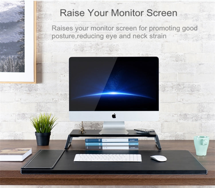 Monitor Stand Riser with Metal Feet for iMac MacBook LCD Display Printer, Lapdesk Tabletop Organizer Sturdy Platform Save Space(Light Wood Grain)