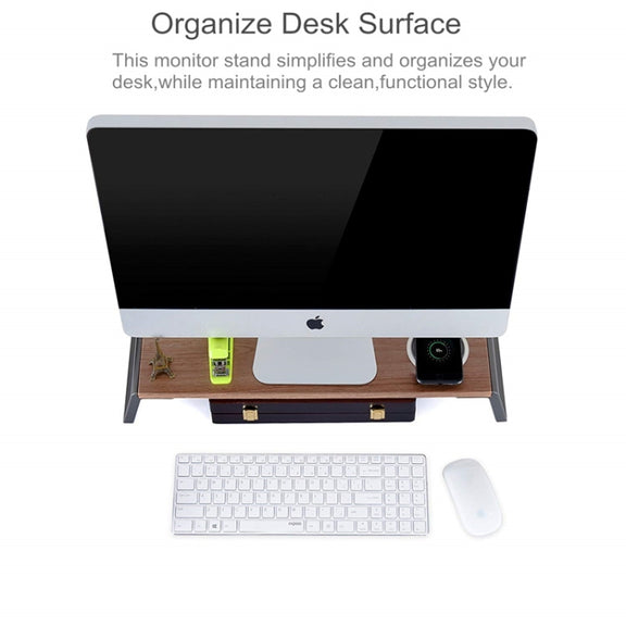 Monitor Stand Riser with Metal Feet for iMac MacBook LCD Display Printer, Lapdesk Tabletop Organizer Sturdy Platform Save Space(Black)