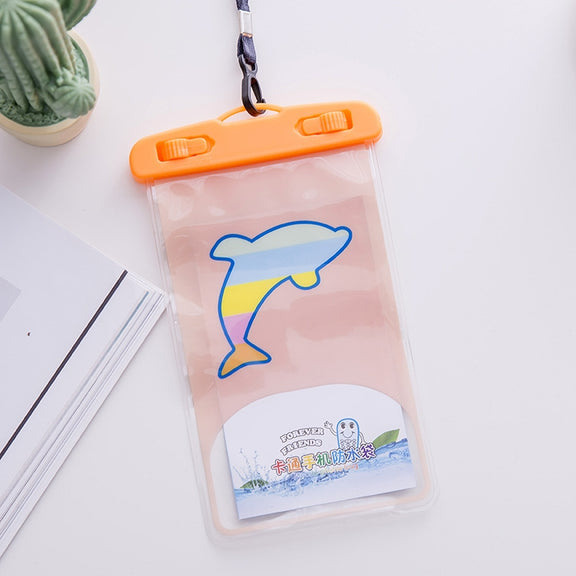 10 PCS Large Outdoor Photo Transparent Water-resistant Cartoon Mobile Phone Bag, Style:Dolphin
