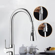 Kitchen Pull-out Faucet Hot And Cold Home 304 Stainless Steel Retractable Rotating Faucet, Style:Plating 304 - Faucets & Accessories by PMC TechLife | Online Shopping South Africa | PMC TechLife