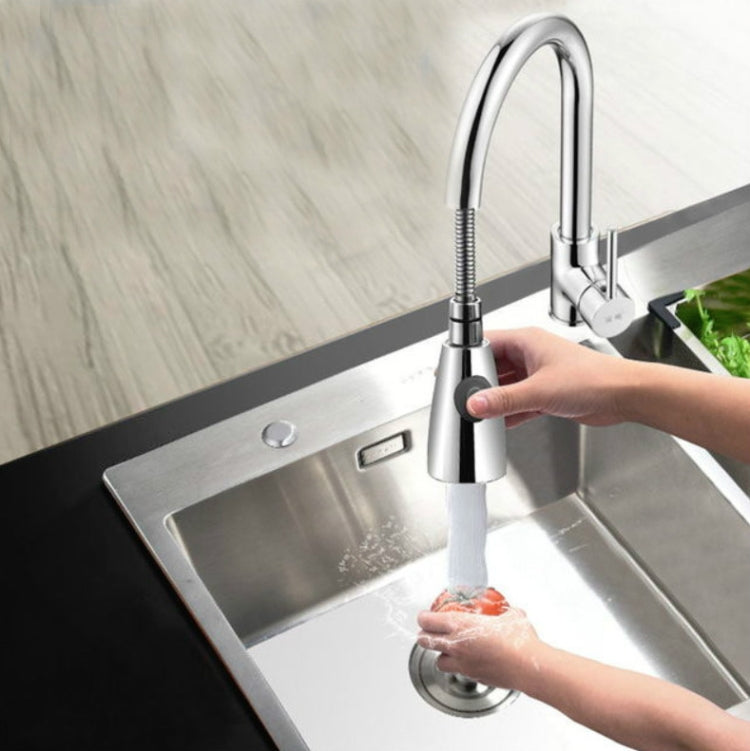Kitchen Pull-out Faucet Hot And Cold Home 304 Stainless Steel Retractable Rotating Faucet, Style:Plating 304