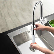Kitchen Pull-out Faucet Hot And Cold Home 304 Stainless Steel Retractable Rotating Faucet, Style:Plating 304