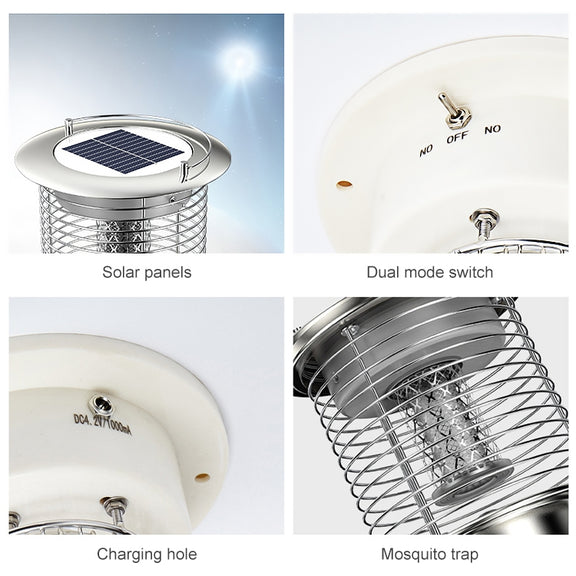 Outdoor Solar Water-resistant Mosquito Lamp Mosquito Repellent, Color:TM03 Silver