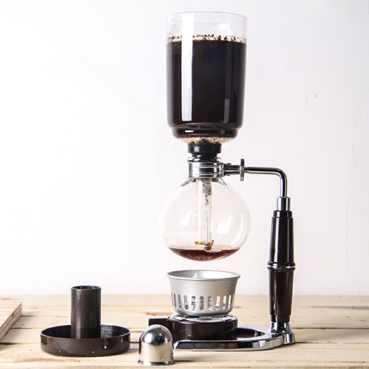 Classic Siphon Coffee Pot Black Handle Glass Syphon Pot for 5 People, Size:37.5x11.3cm(Black)