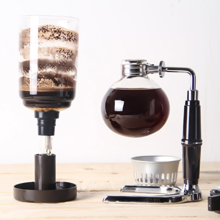 Classic Siphon Coffee Pot Black Handle Glass Syphon Pot for 5 People, Size:37.5x11.3cm(Black)