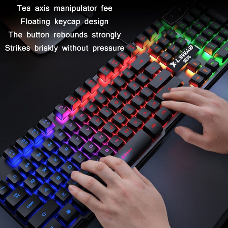 X-L SWAB GX50 Computer Manipulator Feel Wired Keyboard + Macro Programming Mouse, Color： Black Ice Blue