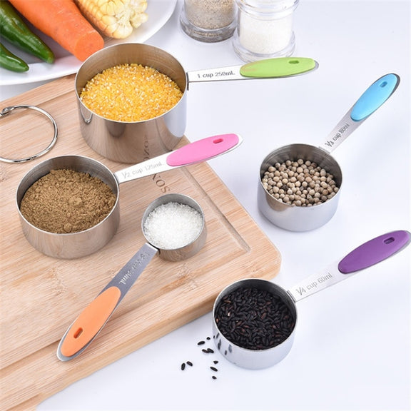 5 in 1 Stainless Steel Measuring Spoon Set Coffee Spoon Baking Kitchen Gadget, Style:Measuring Cup(Color)