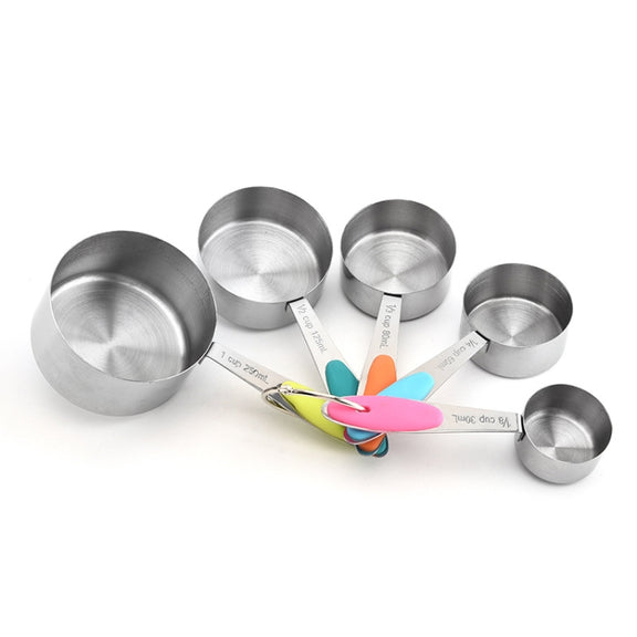 5 in 1 Stainless Steel Measuring Spoon Set Coffee Spoon Baking Kitchen Gadget, Style:Measuring Cup(Color)