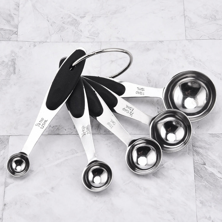 5 in 1 Stainless Steel Measuring Spoon Set Coffee Spoon Baking Kitchen Gadget, Style:Measuring Spoon(Black)