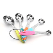 5 in 1 Stainless Steel Measuring Spoon Set Coffee Spoon Baking Kitchen Gadget, Style:Measuring Spoon(Color)
