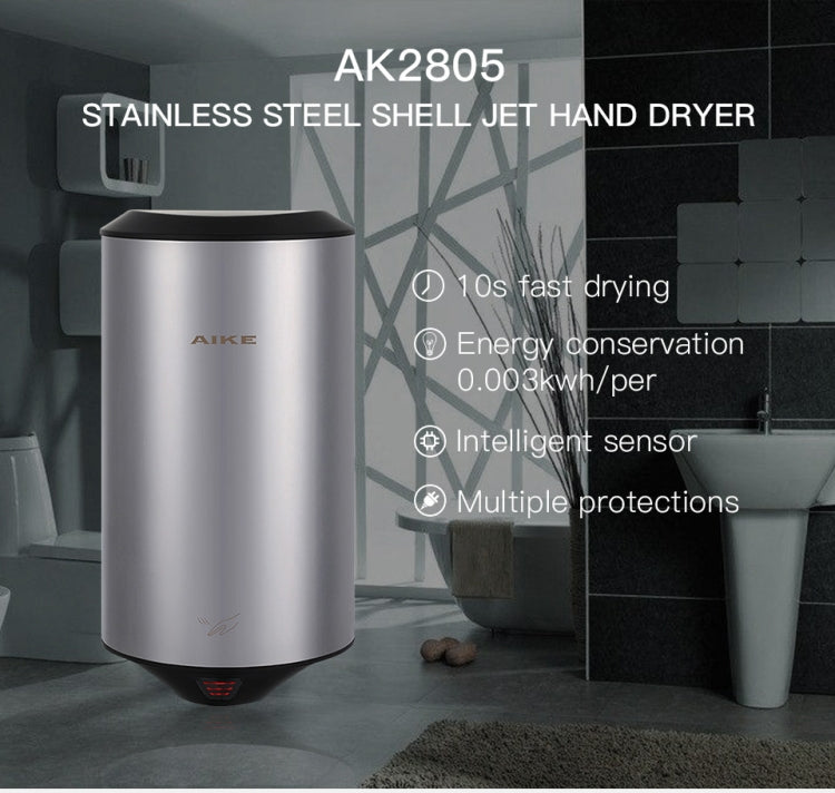 304 Stainless Steel Automatic SensorJet Hand Dryer High Speed Airflow for Home Hotel Airport Hands Drying Machine(Brushed silver)