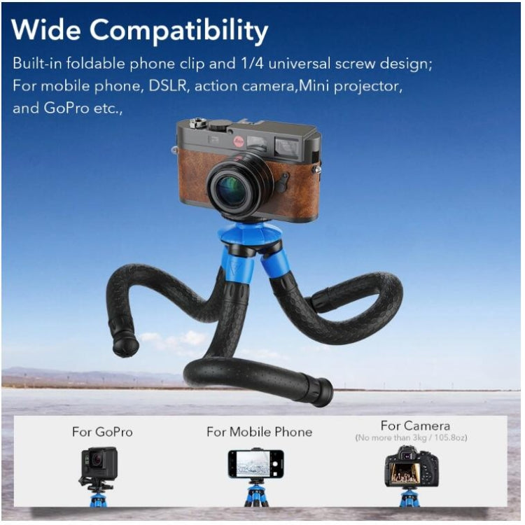 APEXEL APL-JJ07 Portable Hose Octopus Mini Mobile Phone Gopro Camera Selfie Live Stand(Blue Black)