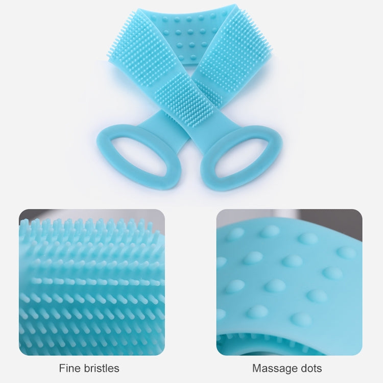 Silicone Massage Pull Strap Bath Brush Powerful Exfoliating Rubbing Bath Artifact(Sky Blue)