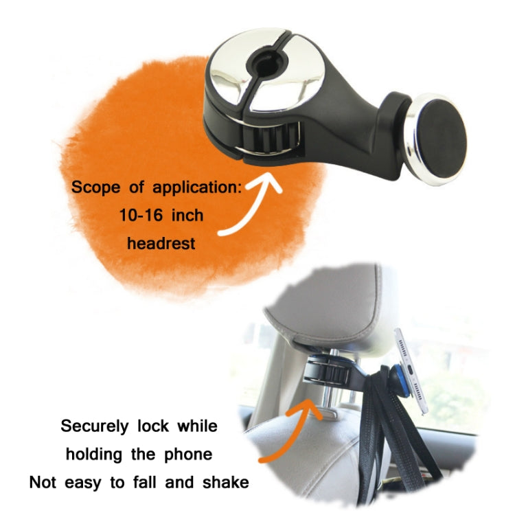 2 PCS Car Multifunctional Rear Headrest Mobile Phone Hook(Three Generation Magnetic Silver)