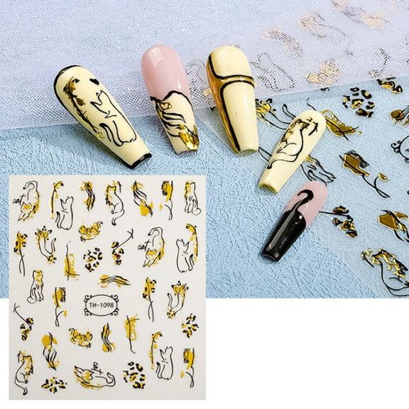 TH-1098 10pcs Frosted Transparent Back Adhesive Bronzing Smudged Nail Art Sticker
