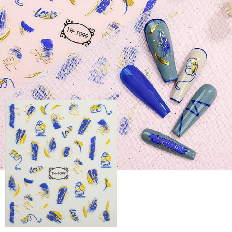 TH-1099 10pcs Frosted Transparent Back Adhesive Bronzing Smudged Nail Art Sticker