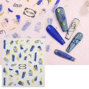 TH-1099 10pcs Frosted Transparent Back Adhesive Bronzing Smudged Nail Art Sticker