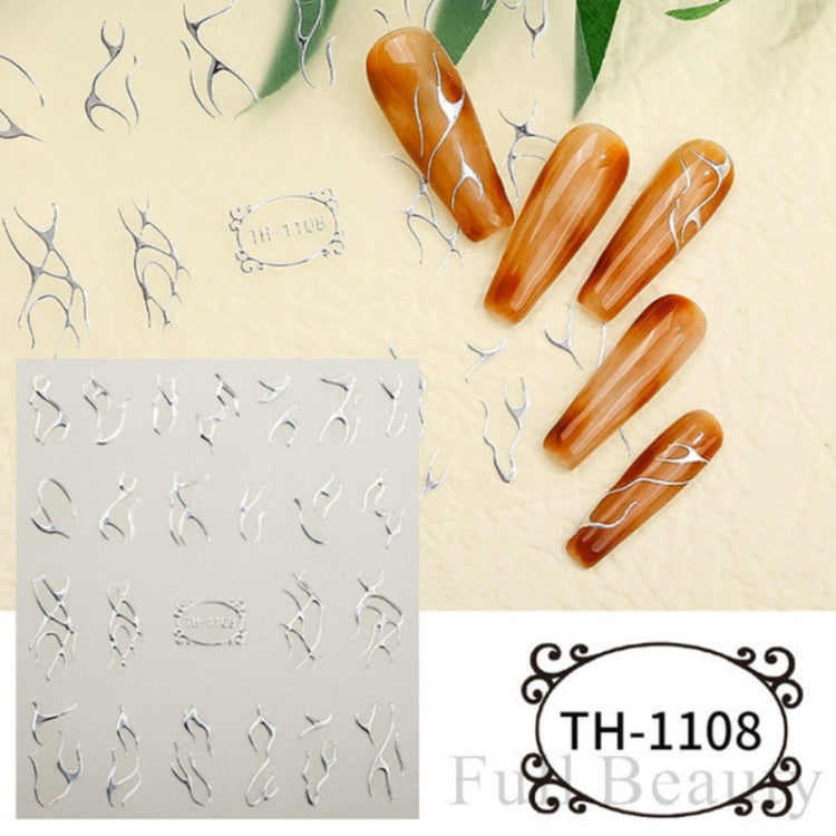 TH-1108 10pcs Frosted Transparent Back Adhesive Bronzing Smudged Nail Art Sticker