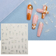 TH-1110 10pcs Frosted Transparent Back Adhesive Bronzing Smudged Nail Art Sticker