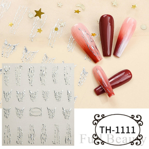 TH-1111 10pcs Frosted Transparent Back Adhesive Bronzing Smudged Nail Art Sticker