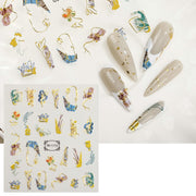 TH-1112 10pcs Frosted Transparent Back Adhesive Bronzing Smudged Nail Art Sticker
