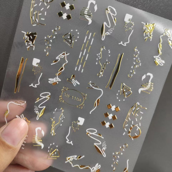 TH-1097 10pcs Frosted Transparent Back Adhesive Bronzing Smudged Nail Art Sticker