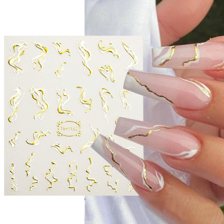 TH-1059 10pcs Frosted Transparent Back Adhesive Bronzing Smudged Nail Art Sticker