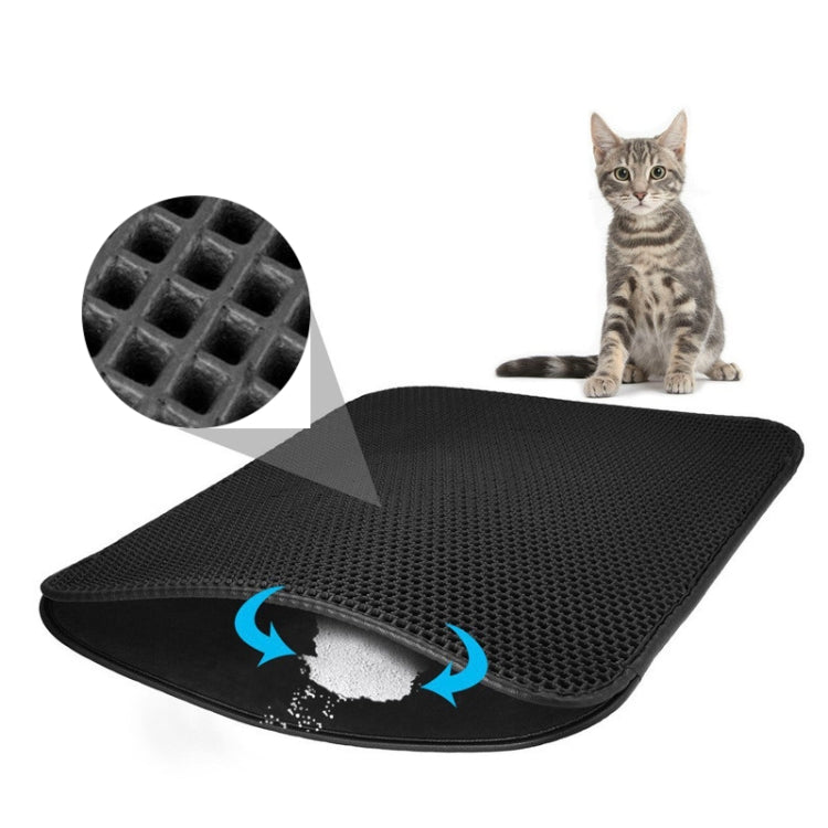 Water-resistant Pet Cat Litter Mat EVA Double Layer Cat Litter Trapping Pets Mat Pad Bottom Non-slip Pet Litter Cat Mat(Black)