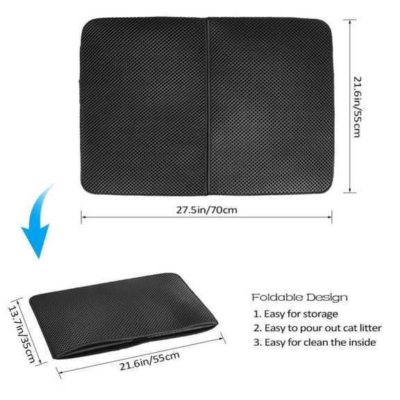 Water-resistant Pet Cat Litter Mat EVA Double Layer Cat Litter Trapping Pets Mat Pad Bottom Non-slip Pet Litter Cat Mat(Black)
