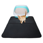 Water-resistant Pet Cat Litter Mat EVA Double Layer Cat Litter Trapping Pets Mat Pad Bottom Non-slip Pet Litter Cat Mat(Black)