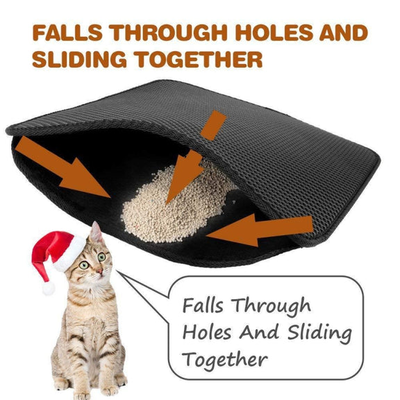 Water-resistant Pet Cat Litter Mat EVA Double Layer Cat Litter Trapping Pets Mat Pad Bottom Non-slip Pet Litter Cat Mat(Black)