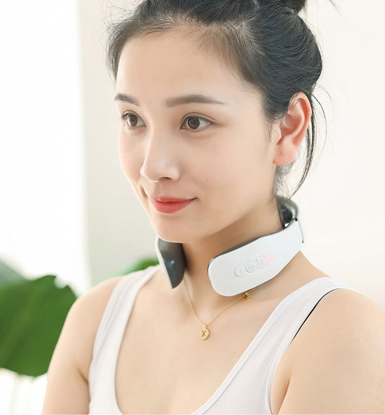 Cervical Massager Electromagnetic Pulse Heating Neck Protector, Style:Battery