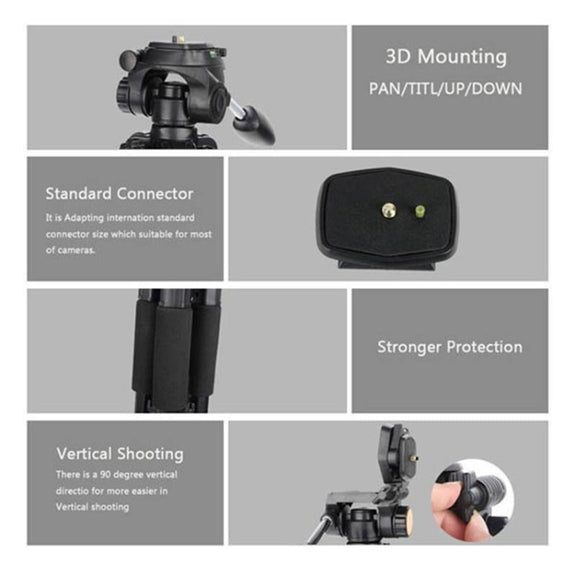 Q111 4-Section Folding Legs Live Broadcast Aluminum Alloy Tripod Mount with Three-dimensional Damping Tripod Heads(Red)
