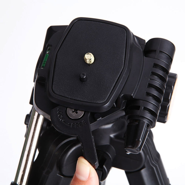 Q111 4-Section Folding Legs Live Broadcast Aluminum Alloy Tripod Mount with Three-dimensional Damping Tripod Heads(Black)