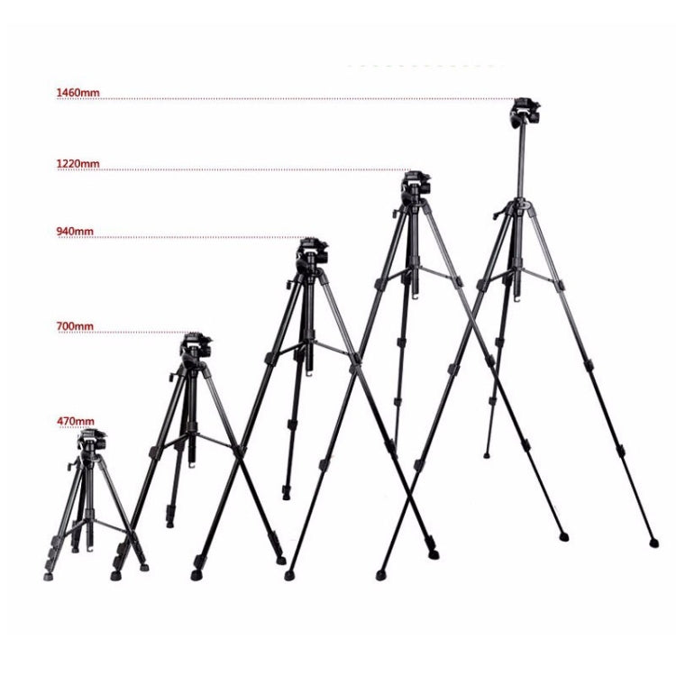 Q111 4-Section Folding Legs Live Broadcast Aluminum Alloy Tripod Mount with Three-dimensional Damping Tripod Heads(Black)