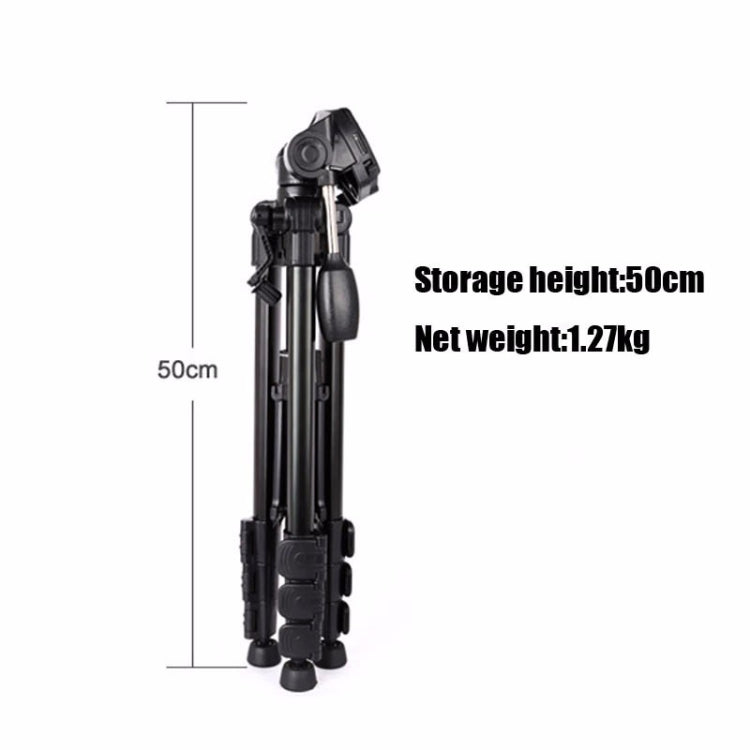 Q111 4-Section Folding Legs Live Broadcast Aluminum Alloy Tripod Mount with Three-dimensional Damping Tripod Heads(Black)