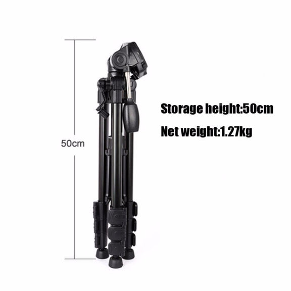 Q111 4-Section Folding Legs Live Broadcast Aluminum Alloy Tripod Mount with Three-dimensional Damping Tripod Heads(Black)