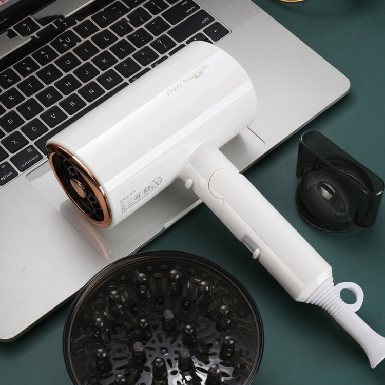 Mingge T1 T Style 1800W High-power Cold Hot Air Wind Fast Drying Folding Hair Dryer, Plug Type:EU Plug(White)