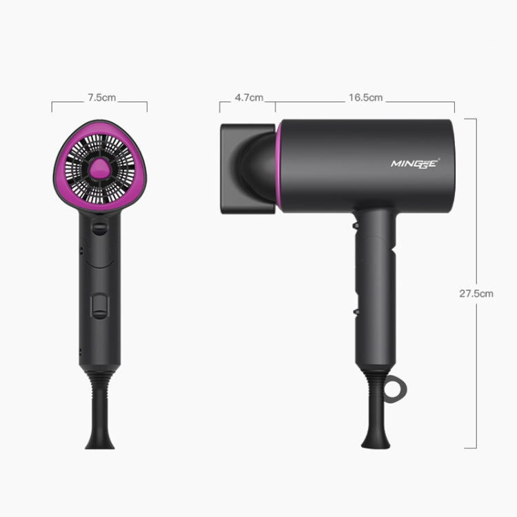 Mingge T1 T Style 1800W High-power Cold Hot Air Wind Fast Drying Folding Hair Dryer, Plug Type:US Plug(White)