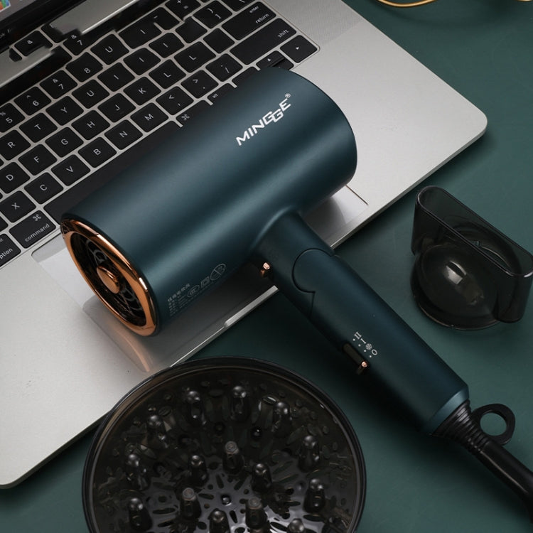 Mingge T1 T Style 1800W High-power Cold Hot Air Wind Fast Drying Folding Hair Dryer, Plug Type:UK Plug( Green)