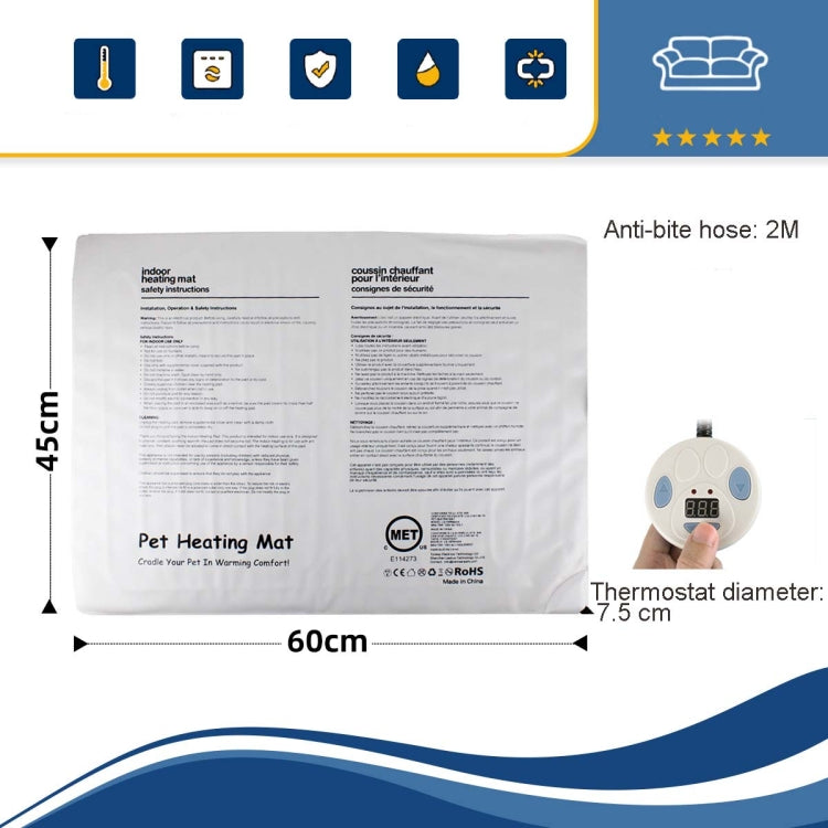 Pet Heating Pad Water-resistant and Anti-Scratch Electric Blanket, Size: 60x45cm, Specification: JP Plug