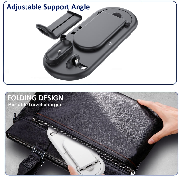 HQ-UD20 Mobile Phone Watch Multi-Function Charging Stand Wireless Charger for Phones & Apple Watch & Airpods(Black)