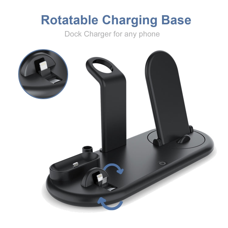 HQ-UD20 Mobile Phone Watch Multi-Function Charging Stand Wireless Charger for Phones & Apple Watch & Airpods(Black)